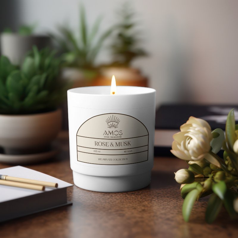 AMOS Rose Musk luxury soy candle in UAE